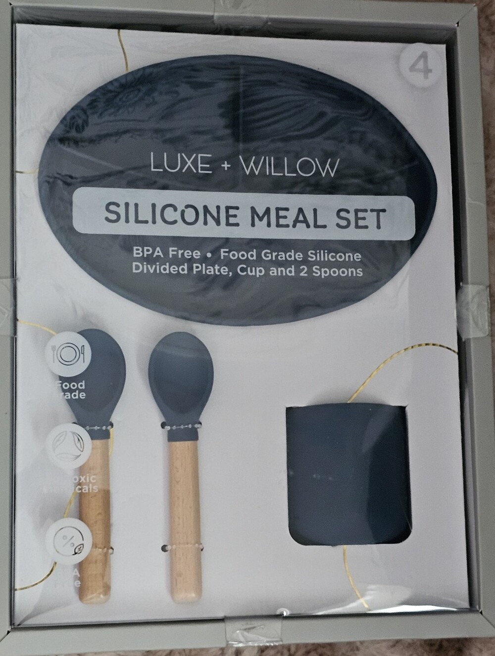 Luxe + Willow Silicone 4 Pc Meal Set in Navy
